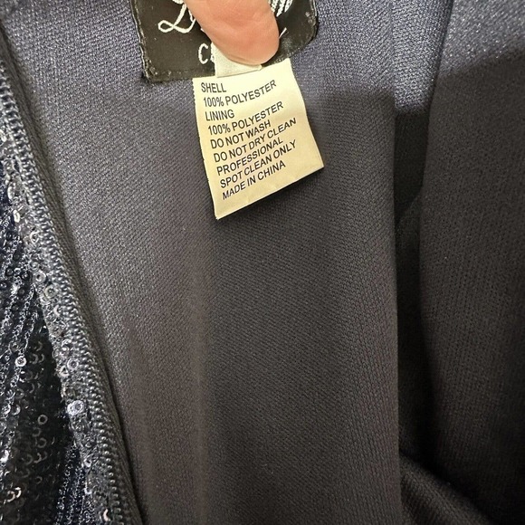 NEW La Femme Curve Sequin Sparkle 28770 Gown Dress Womens Navy Blue Size 12 - Picture 7 of 7